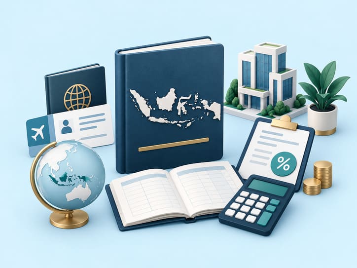 Illustration of documents for planning your next step in Indonesia.